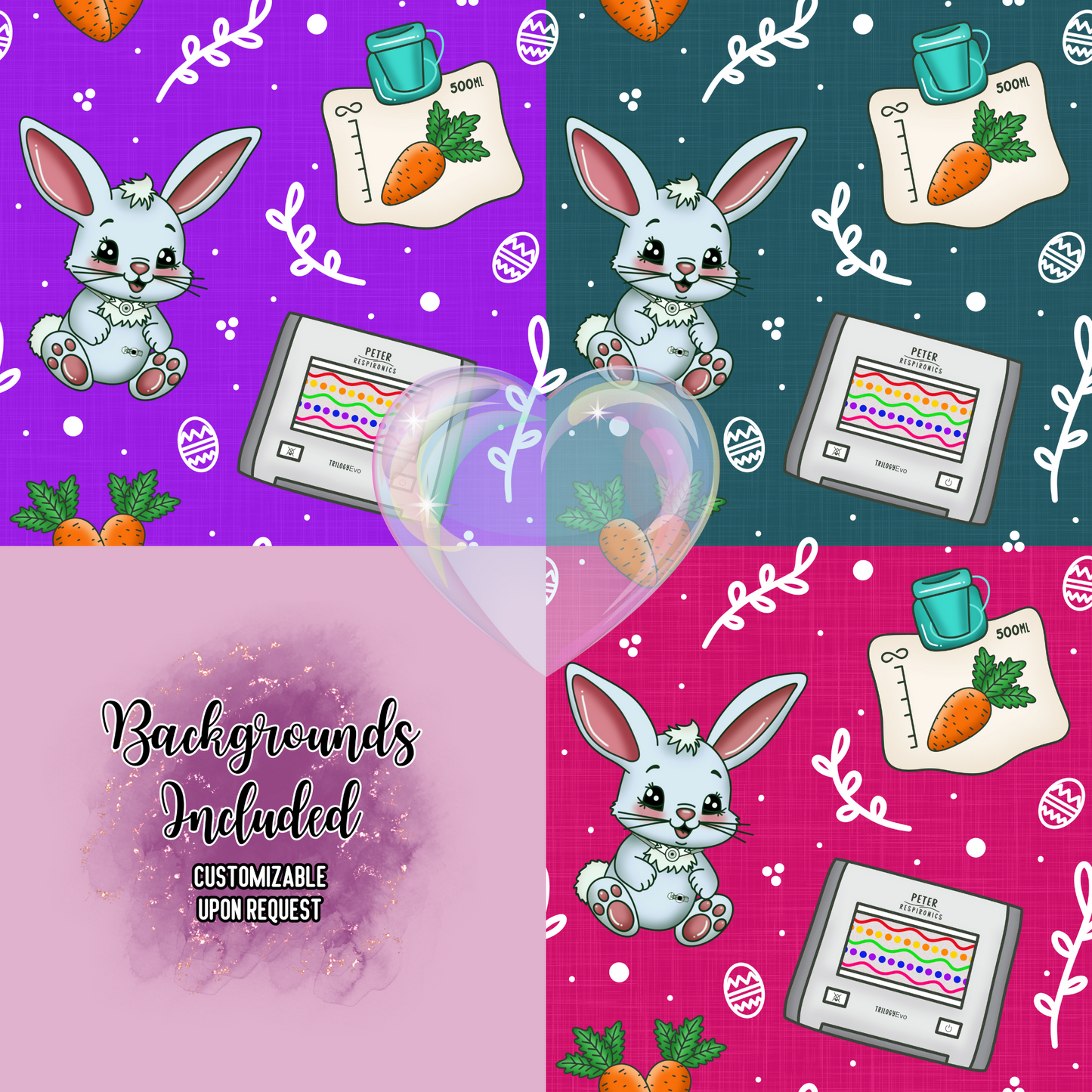 Ventie Trach Bunny Hand Drawn Seamless Pattern