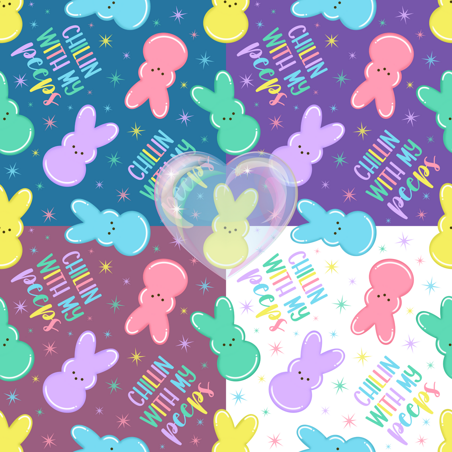 Chillin' with my Peeps Hand Drawn Seamless Pattern