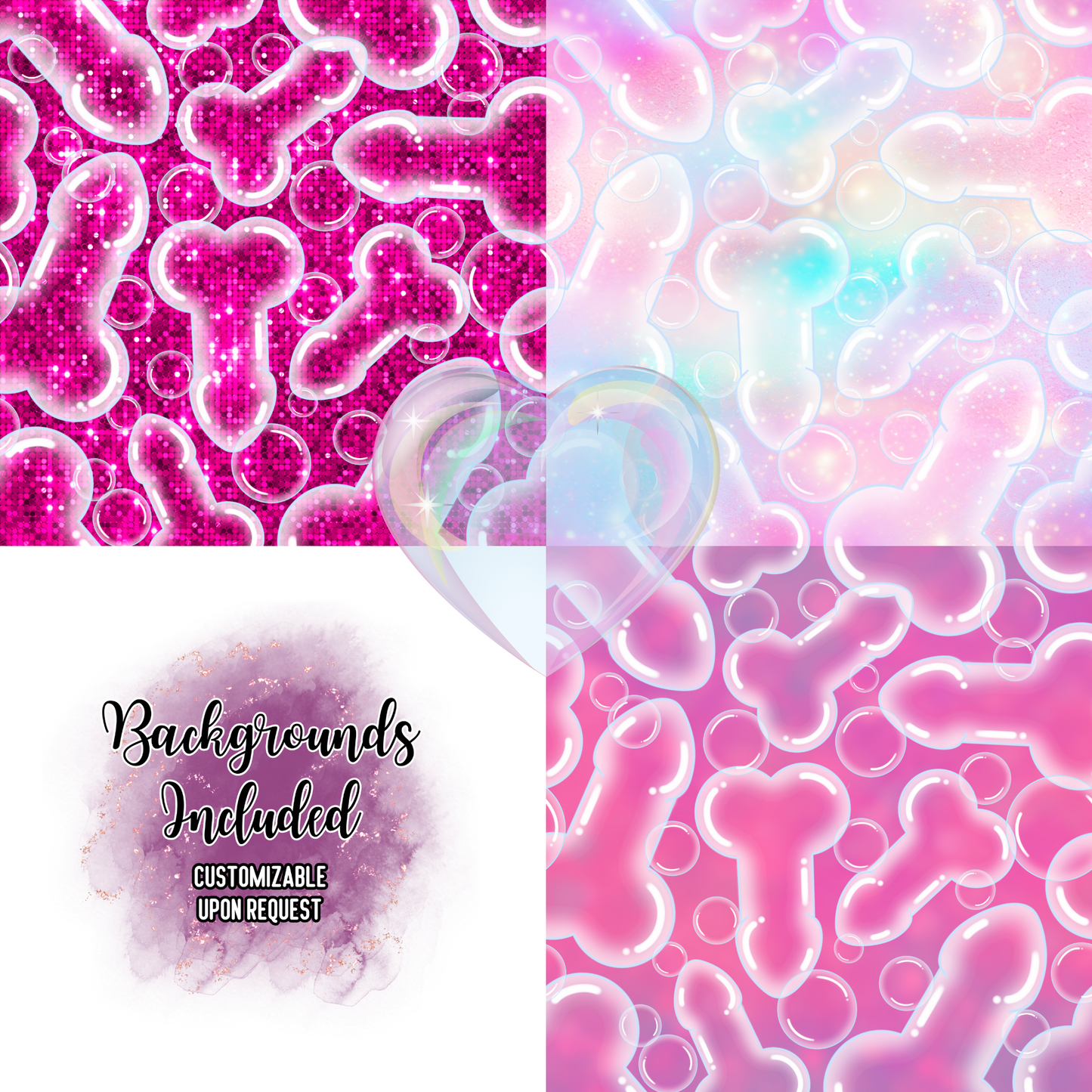 Bubble Cocks (White) Hand Drawn Seamless Pattern