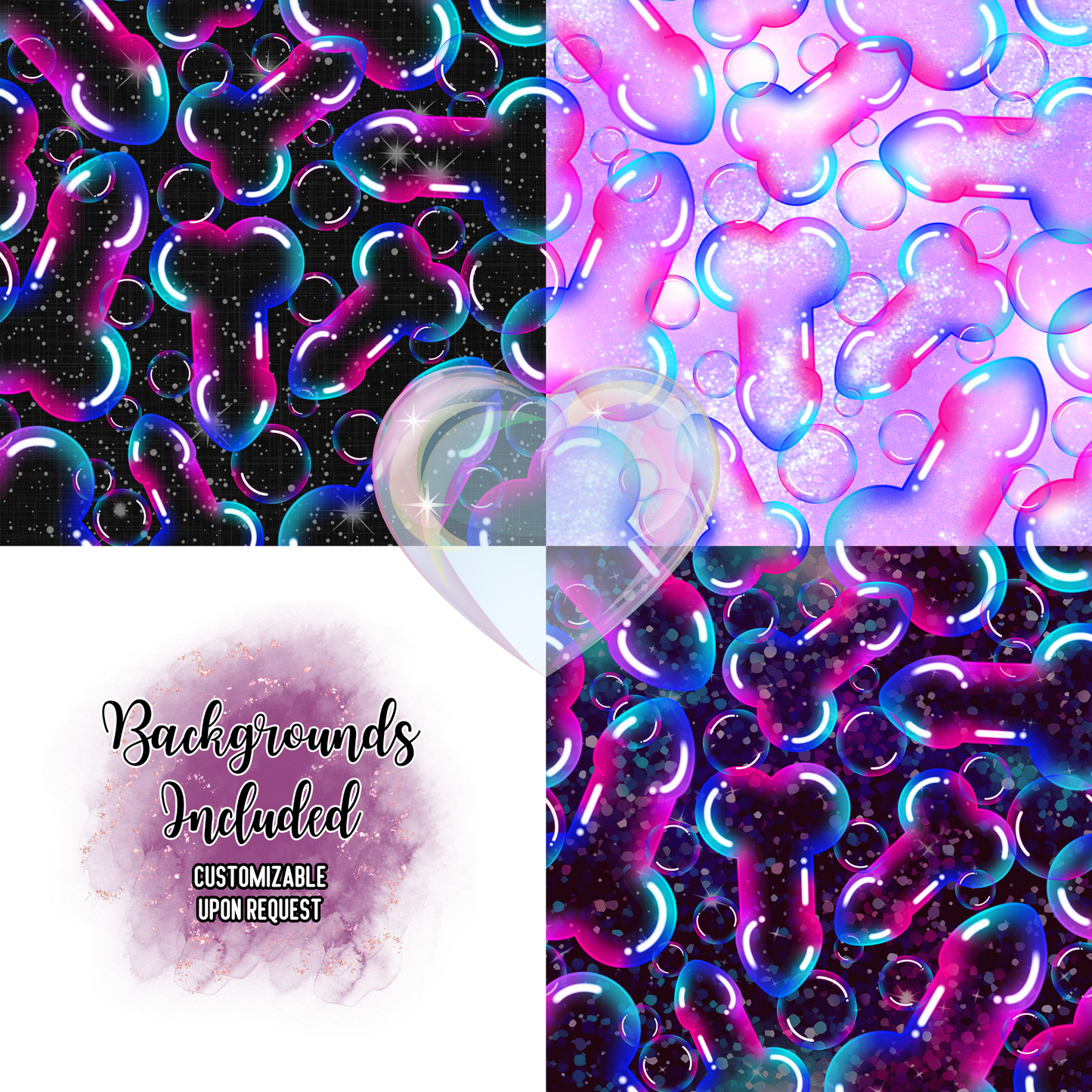 Bubble Cocks (Colorful) Hand Drawn Seamless Pattern