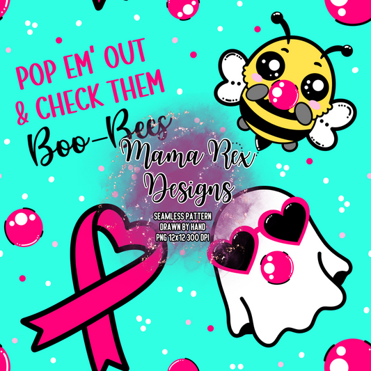 Bubblegum Boo-Bees Hand Drawn Seamless Pattern