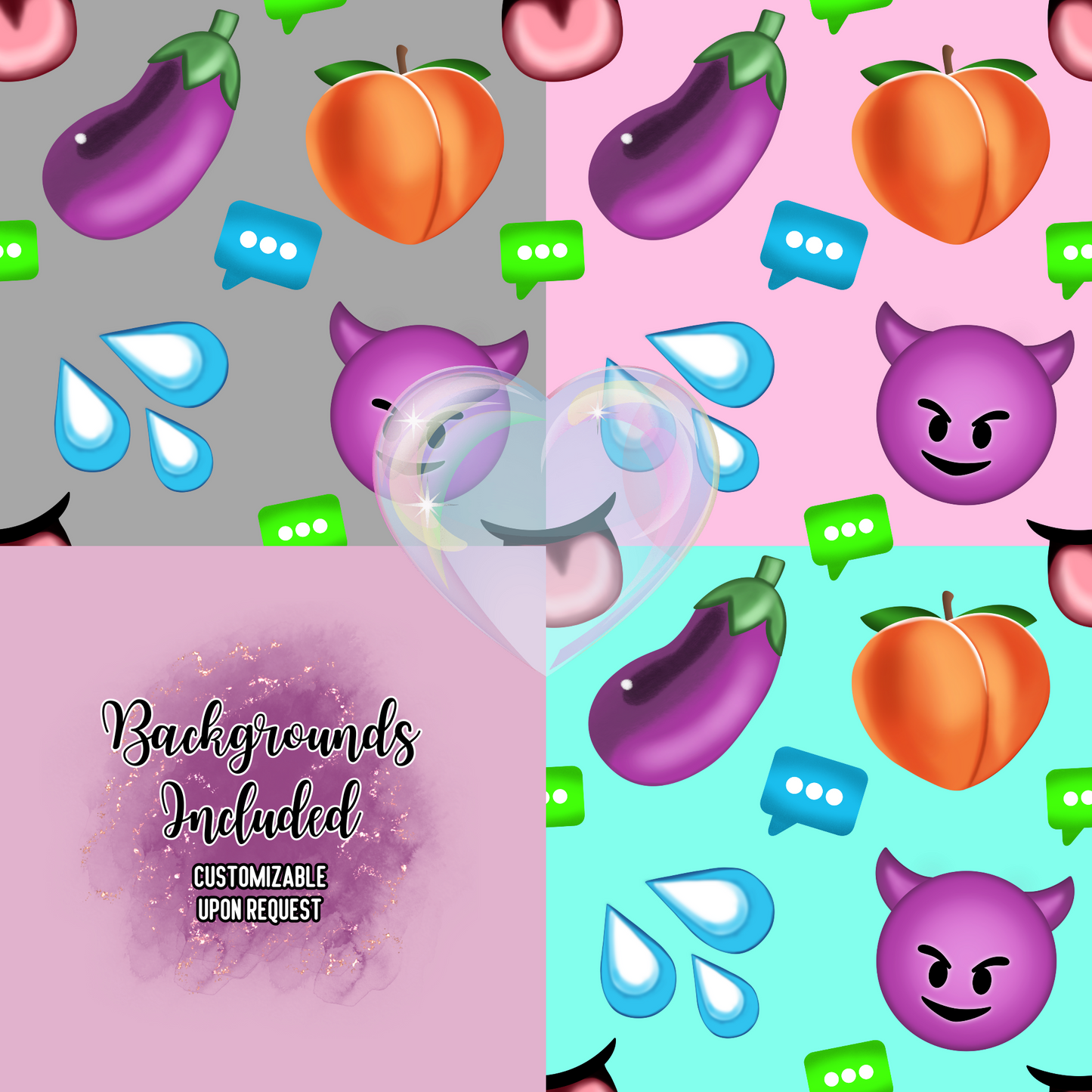 Naughty Emojis Hand Drawn Seamless Pattern