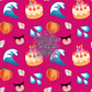Cake by the Ocean Emojis Hand Drawn Seamless Pattern