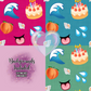 Cake by the Ocean Emojis Hand Drawn Seamless Pattern