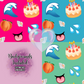 Cake by the Ocean Emojis Hand Drawn Seamless Pattern