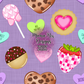 Valentines Yummies Hand Drawn Seamless Pattern