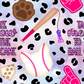 Take Meow to the Ball Game (Pink) Hand Drawn Seamless Pattern