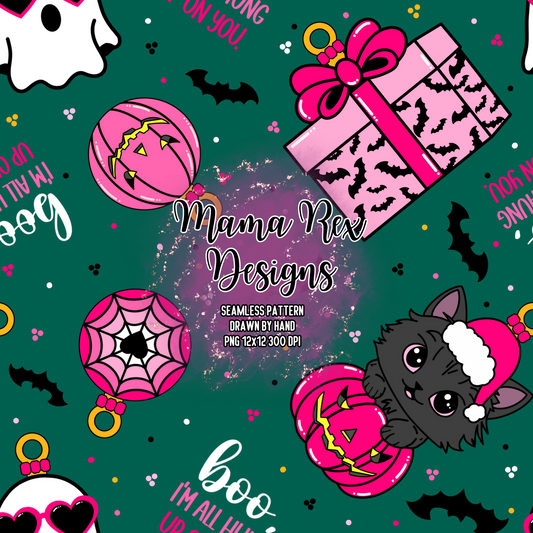 Spooky Ornaments Hand Drawn Seamless Pattern