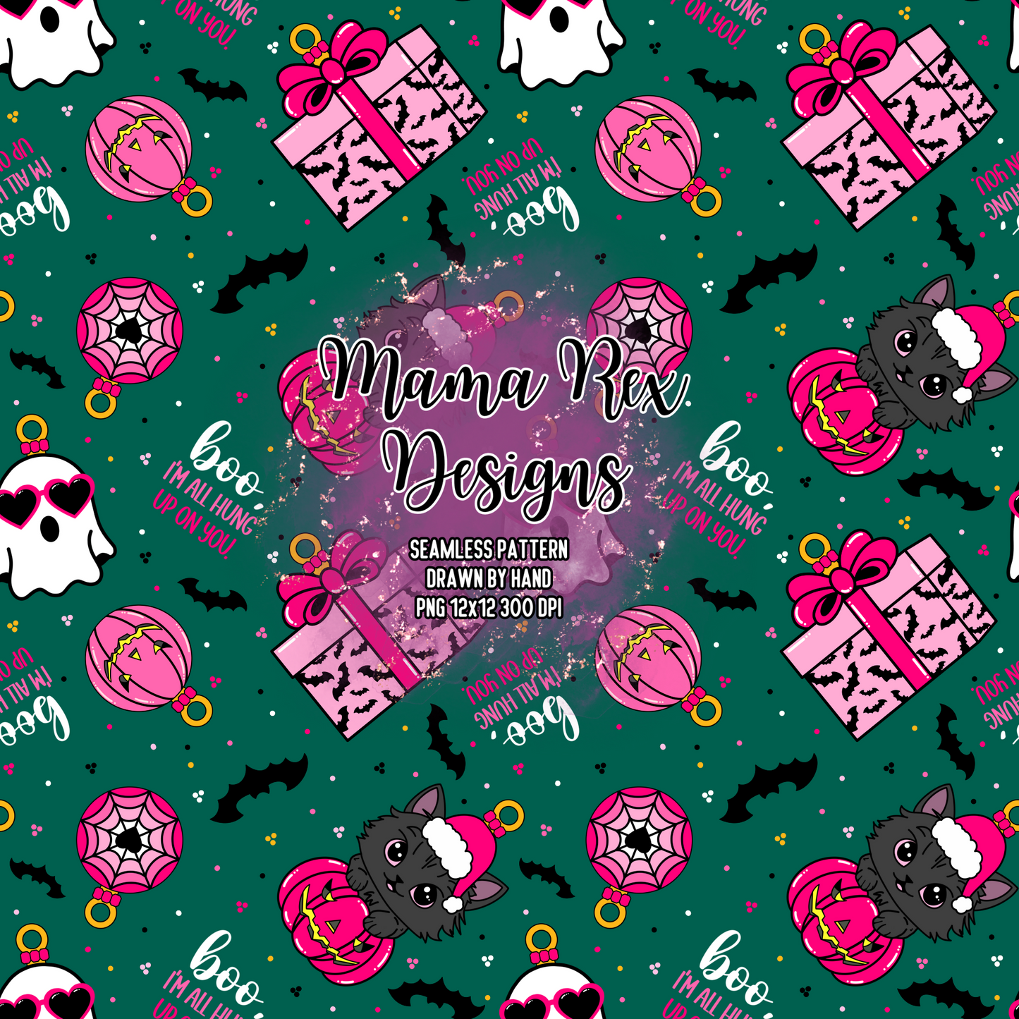 Spooky Ornaments Hand Drawn Seamless Pattern