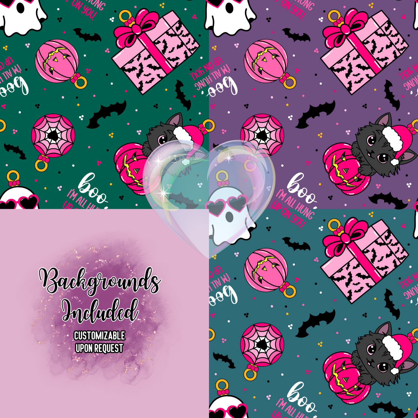 Spooky Ornaments Hand Drawn Seamless Pattern