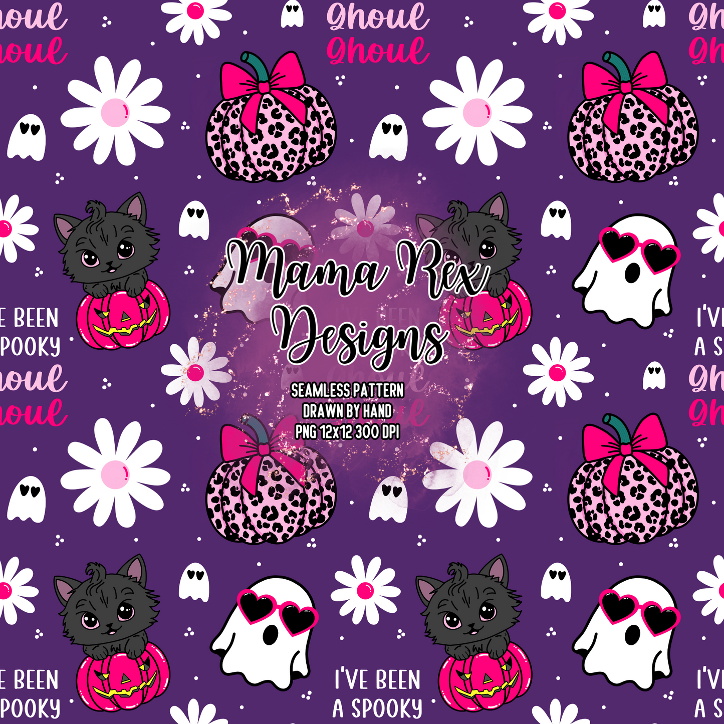 Spooky Ghoul Ghoul Hand Drawn Seamless Pattern