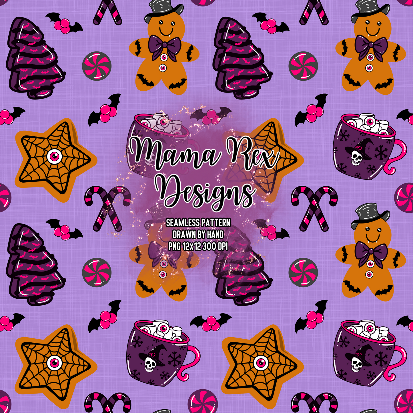 Oh Holy Spooky Treats Hand Drawn Seamless Pattern