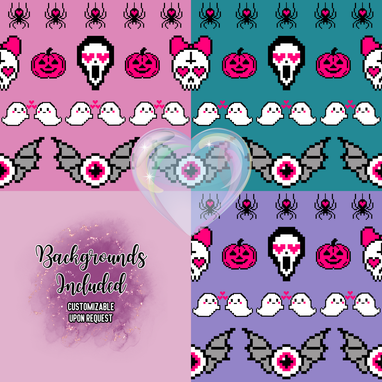 Halloween Uglies Faux Sweater Hand Drawn Seamless Pattern