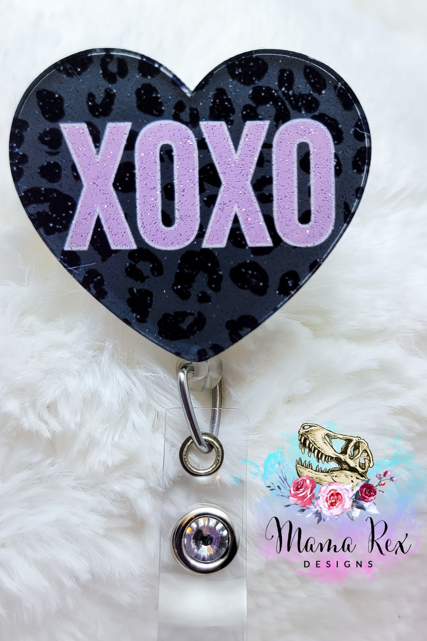 Purple XOXO Black Leopard Heart