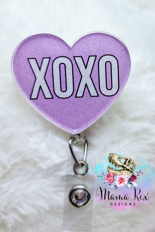 White XOXO Purple Heart