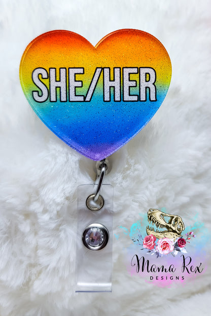 Pronoun Rainbow Heart