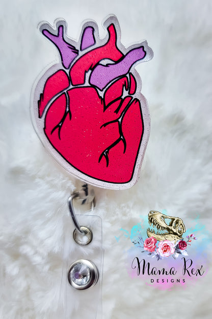 Hot Pink and Purple Anatomical Heart