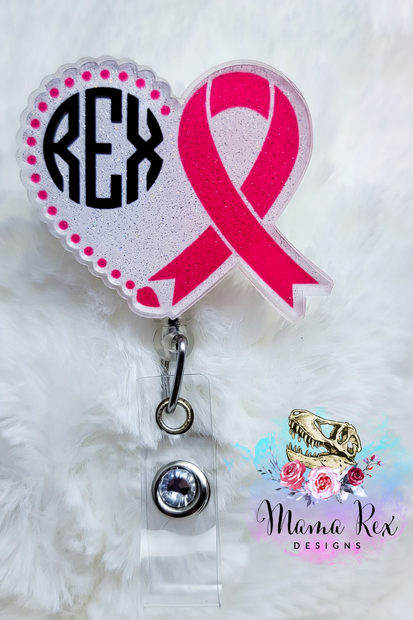 Circle Monogram Cancer Ribbon Heart