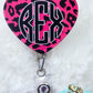 Monogrammed Pink Leopard Heart