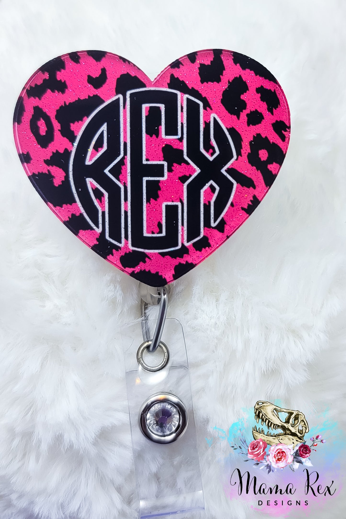 Monogrammed Pink Leopard Heart