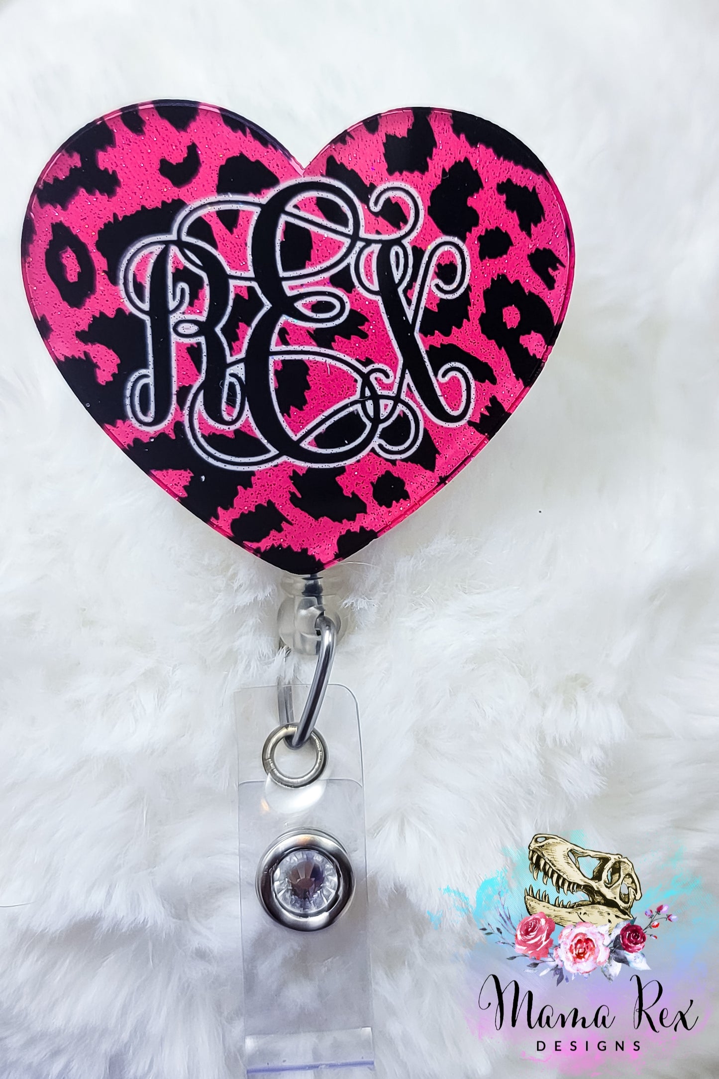 Monogrammed Pink Leopard Heart